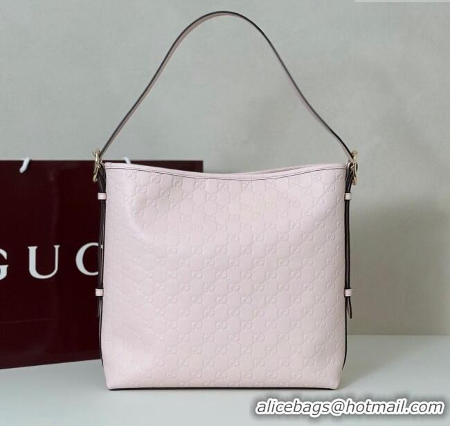 Classic Promotional Gucci GG Leather Emblem medium shoulder bag 847452 Light Pink 2025