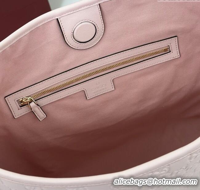 Classic Promotional Gucci GG Leather Emblem medium shoulder bag 847452 Light Pink 2025