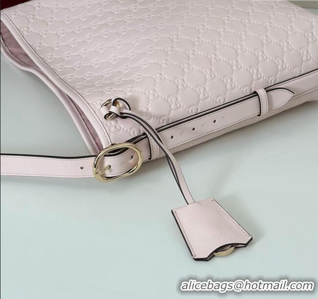 Classic Promotional Gucci GG Leather Emblem medium shoulder bag 847452 Light Pink 2025