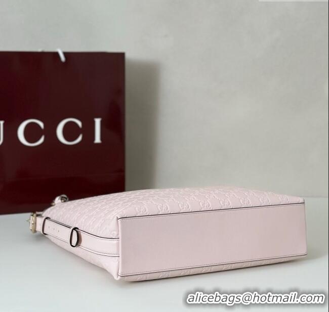 Classic Promotional Gucci GG Leather Emblem medium shoulder bag 847452 Light Pink 2025