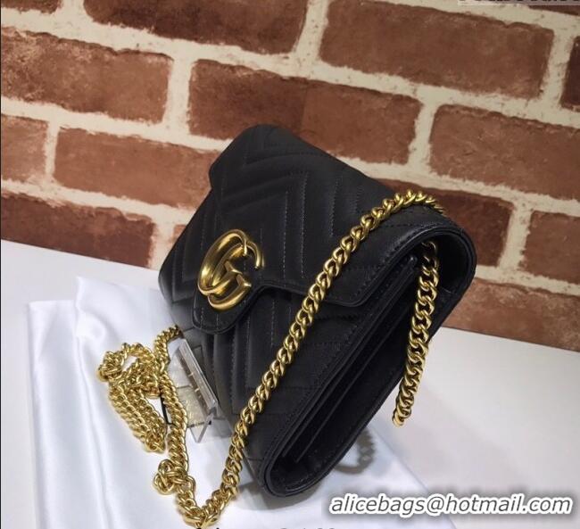 Famous Brand Gucci GG Marmont Matelasse Leather Chain Mini Bag 474575 Black 2025