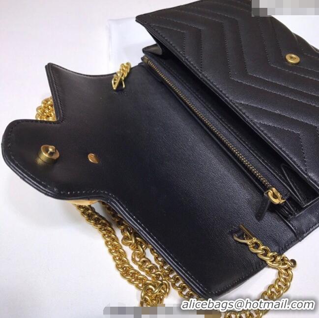 Famous Brand Gucci GG Marmont Matelasse Leather Chain Mini Bag 474575 Black 2025