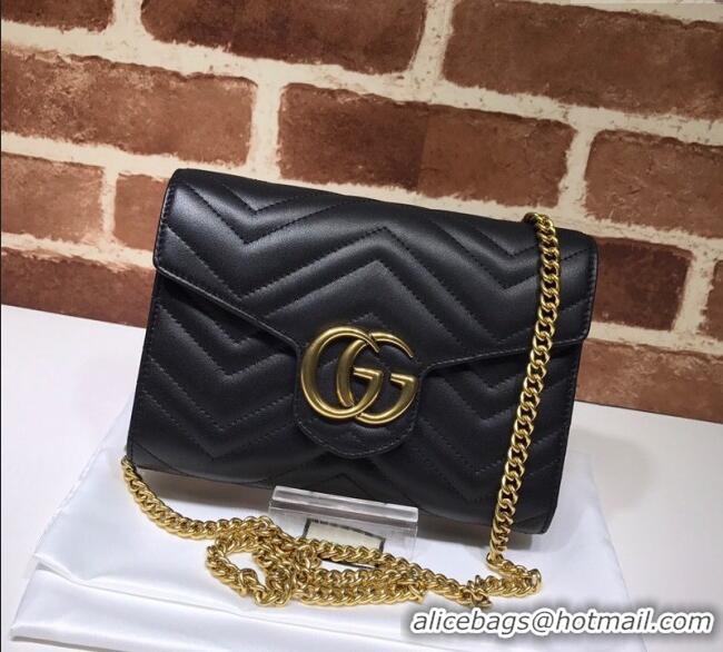 Famous Brand Gucci GG Marmont Matelasse Leather Chain Mini Bag 474575 Black 2025