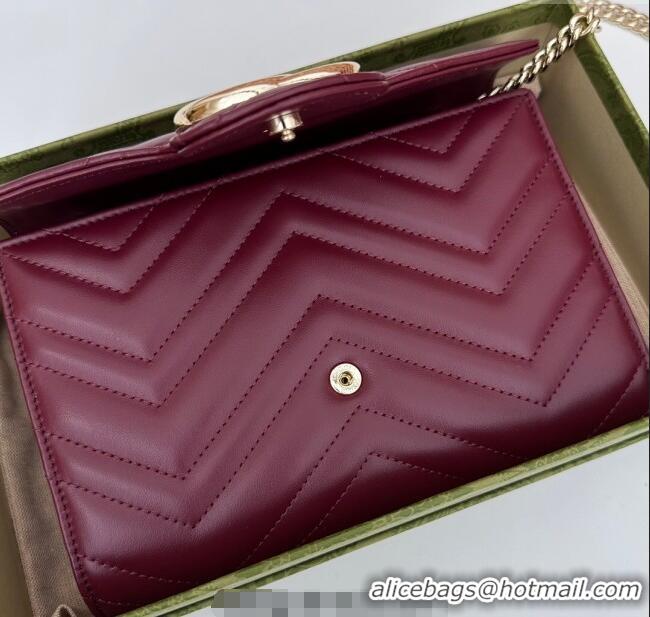 Original Cheap Gucci GG Marmont Matelasse Leather Chain Mini Bag 474575 Burgundy 2025