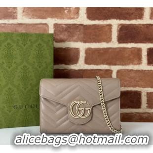 Top Grade Gucci GG Marmont Matelasse Leather Chain Mini Bag 474575 Taupe Grey 2025