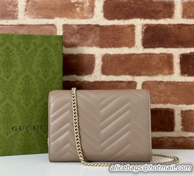 Top Grade Gucci GG Marmont Matelasse Leather Chain Mini Bag 474575 Taupe Grey 2025