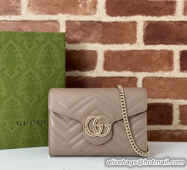 Top Grade Gucci GG Marmont Matelasse Leather Chain Mini Bag 474575 Taupe Grey 2025
