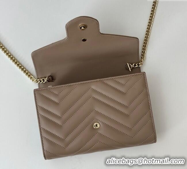 Top Grade Gucci GG Marmont Matelasse Leather Chain Mini Bag 474575 Taupe Grey 2025