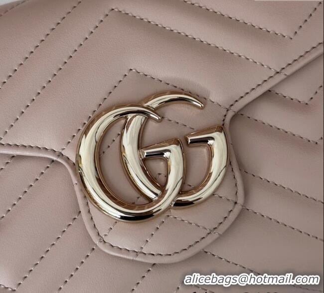 Top Quality Gucci GG Marmont Chevron Leather Chain Mini Bag 474575 Light Pink 2025