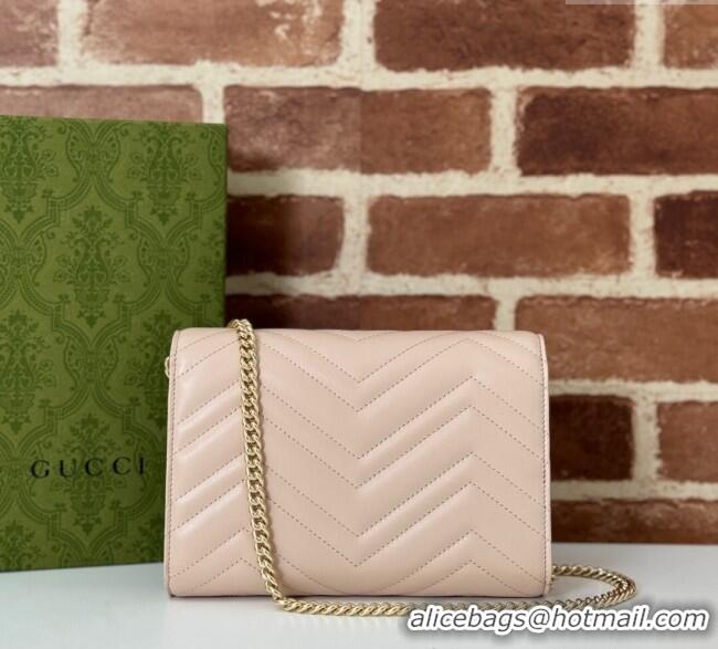 Top Quality Gucci GG Marmont Chevron Leather Chain Mini Bag 474575 Light Pink 2025