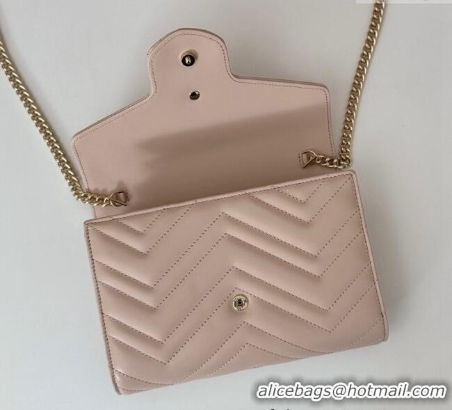 Top Quality Gucci GG Marmont Chevron Leather Chain Mini Bag 474575 Light Pink 2025