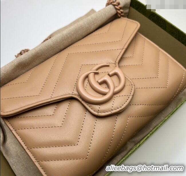 Market Sells Gucci GG Marmont Chevron Leather Chain Mini Bag 474575 Rose Beige 2025