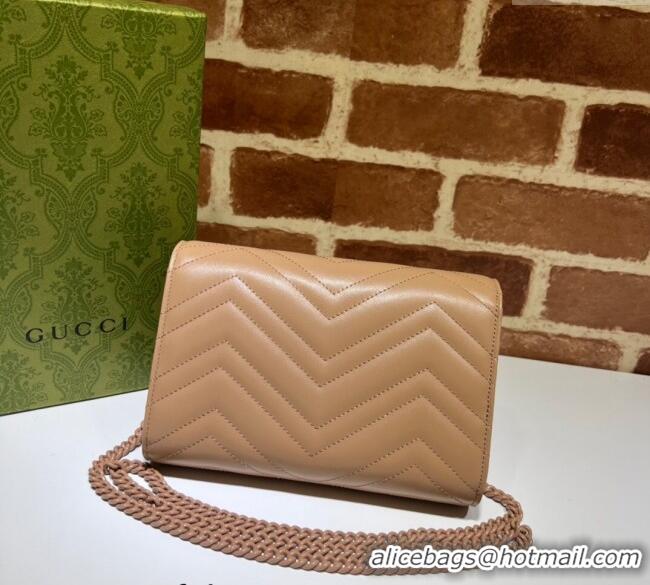 Market Sells Gucci GG Marmont Chevron Leather Chain Mini Bag 474575 Rose Beige 2025