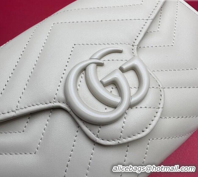 New Release Creation Gucci GG Marmont Chevron Leather Chain Mini Bag 474575 All White 2025