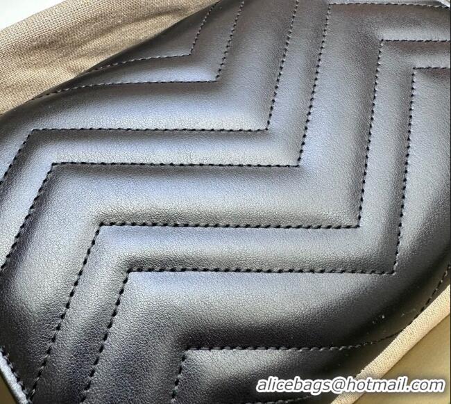 Top Grade Gucci GG Marmont Chevron Leather Chain Mini Bag 474575 All Black 2025
