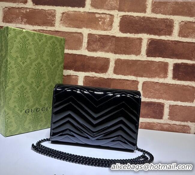 Trendy Design Gucci GG Marmont Patent Leather Chain Mini Bag 474575 Black 2025