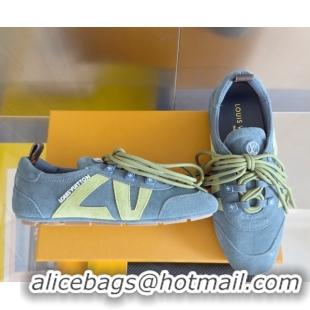 Stylish Louis Vuitton LV Sneakerina Sneakers Ballerina in Suede Blue 2025 1AHNFA 0829076