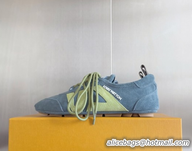 Stylish Louis Vuitton LV Sneakerina Sneakers Ballerina in Suede Blue 2025 1AHNFA 0829076