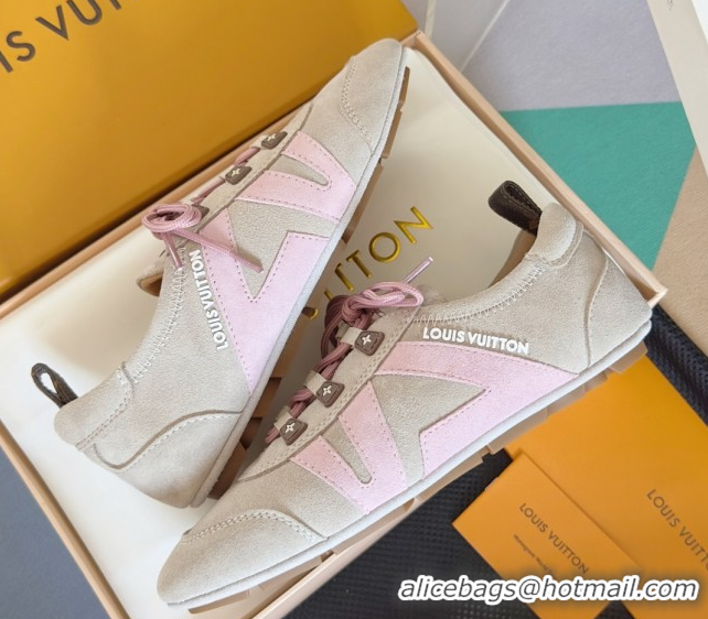 Sumptuous Louis Vuitton LV Sneakerina Sneakers Ballerina in Suede Grey 2025 1AHNFA 0829077