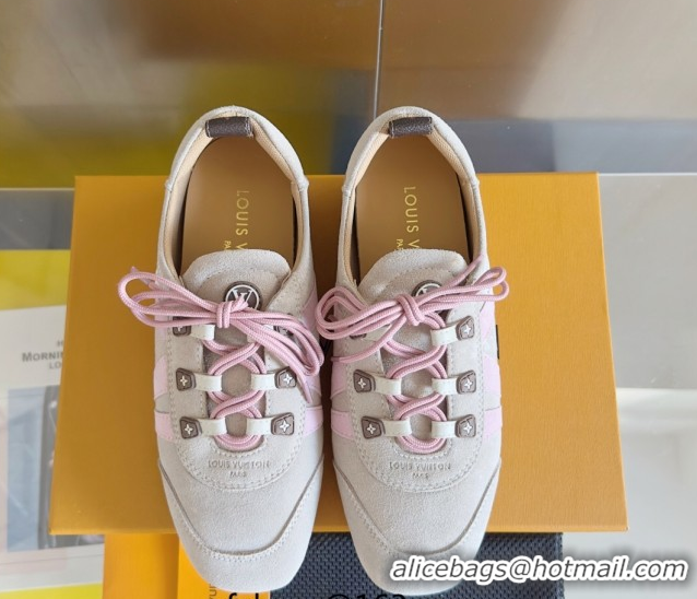 Sumptuous Louis Vuitton LV Sneakerina Sneakers Ballerina in Suede Grey 2025 1AHNFA 0829077