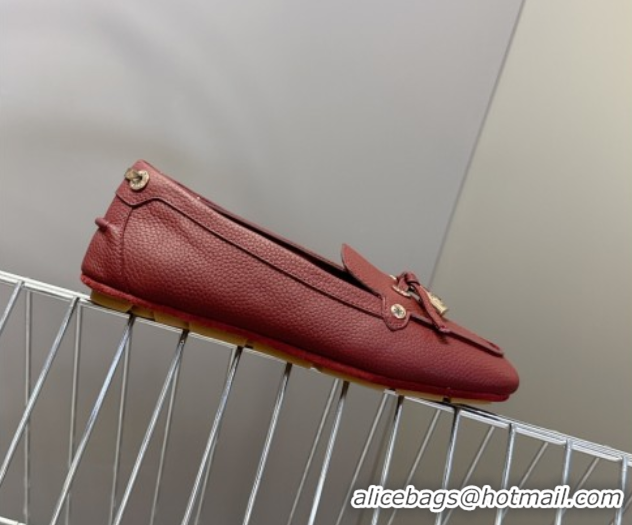 Modern Louis Vuitton Flore Car Shoe Loafers in Grained Leather 1AICKY Burgundy