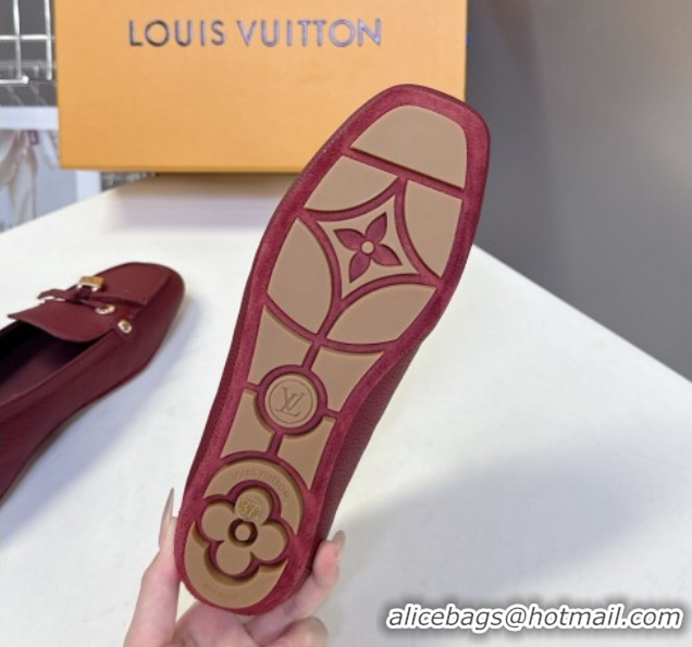 Modern Louis Vuitton Flore Car Shoe Loafers in Grained Leather 1AICKY Burgundy