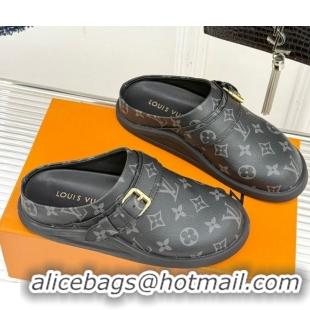Shop Cheap Louis Vuitton LV To-Go Flat Comfort Clog Mules in Monogram Canvas with Buckle Black 2025 1AHLVU 0829082