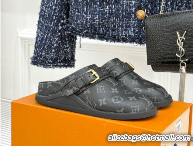 Shop Cheap Louis Vuitton LV To-Go Flat Comfort Clog Mules in Monogram Canvas with Buckle Black 2025 1AHLVU 0829082