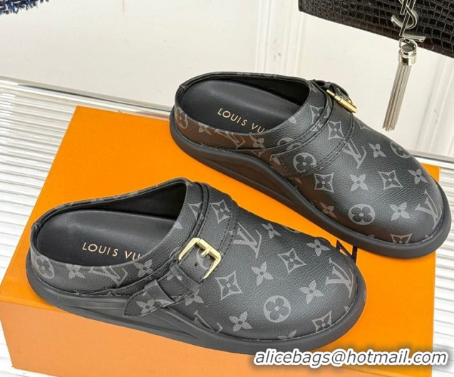 Shop Cheap Louis Vuitton LV To-Go Flat Comfort Clog Mules in Monogram Canvas with Buckle Black 2025 1AHLVU 0829082