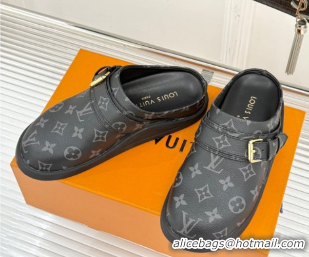 Shop Cheap Louis Vuitton LV To-Go Flat Comfort Clog Mules in Monogram Canvas with Buckle Black 2025 1AHLVU 0829082