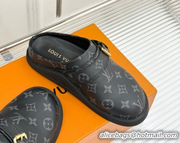 Shop Cheap Louis Vuitton LV To-Go Flat Comfort Clog Mules in Monogram Canvas with Buckle Black 2025 1AHLVU 0829082