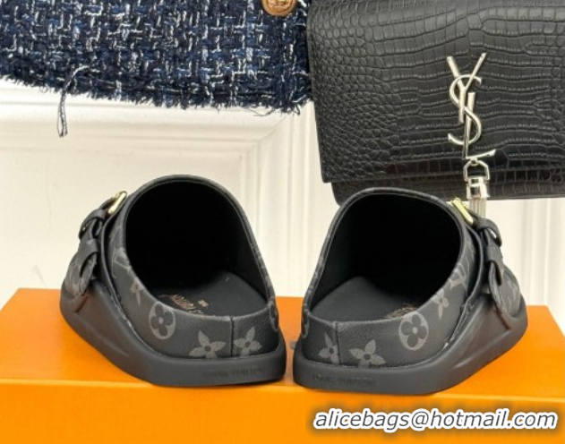 Shop Cheap Louis Vuitton LV To-Go Flat Comfort Clog Mules in Monogram Canvas with Buckle Black 2025 1AHLVU 0829082