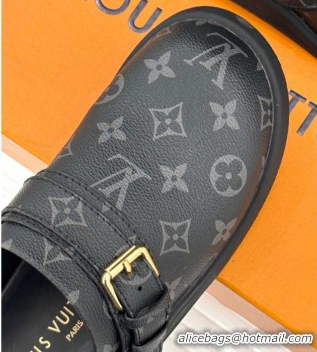 Shop Cheap Louis Vuitton LV To-Go Flat Comfort Clog Mules in Monogram Canvas with Buckle Black 2025 1AHLVU 0829082