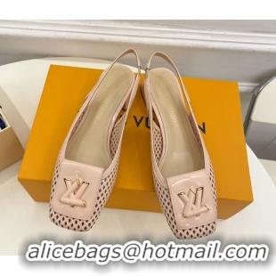 Louis Vuitton Shake Slingback Pumps 3cm in Patent Perforated Leather 1AD0BX Beige