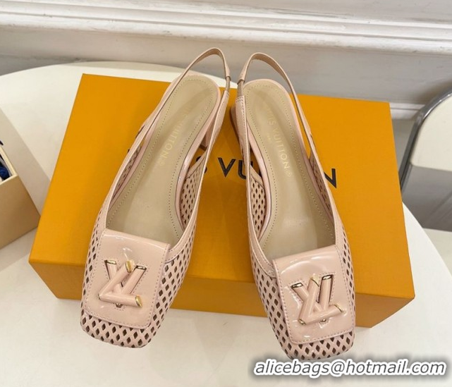 Louis Vuitton Shake Slingback Pumps 3cm in Patent Perforated Leather 1AD0BX Beige