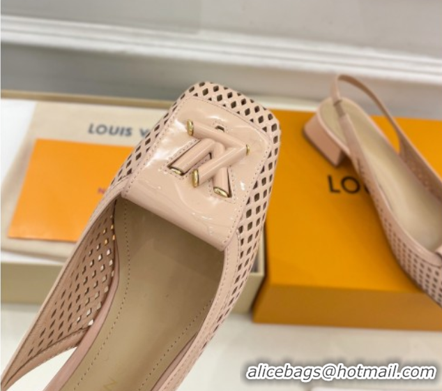 Louis Vuitton Shake Slingback Pumps 3cm in Patent Perforated Leather 1AD0BX Beige