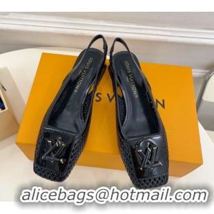 Charming Louis Vuitton Shake Slingback Pumps 3cm in Patent Perforated Leather 1AD0BX Black