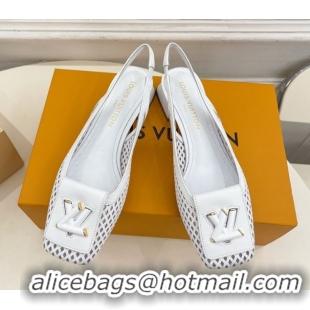 Good Product Louis Vuitton Shake Slingback Pumps 3cm in Patent Perforated Leather 1AD0BX White
