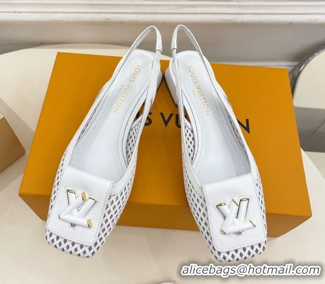 Good Product Louis Vuitton Shake Slingback Pumps 3cm in Patent Perforated Leather 1AD0BX White