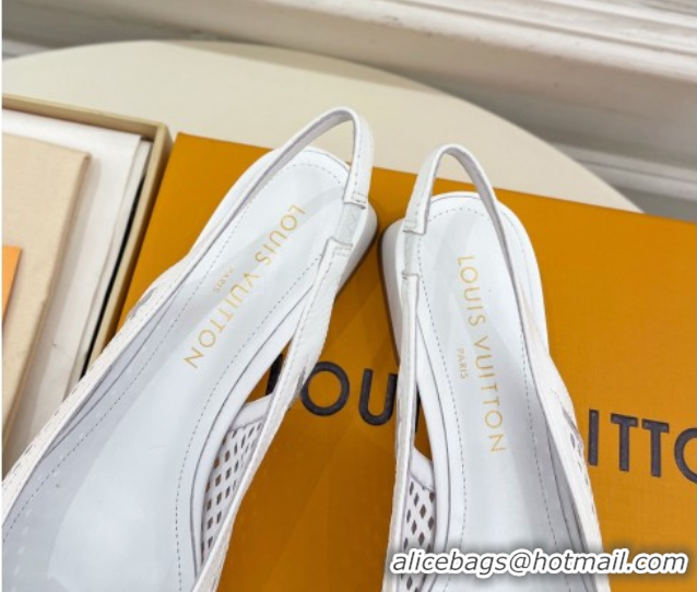 Good Product Louis Vuitton Shake Slingback Pumps 3cm in Patent Perforated Leather 1AD0BX White