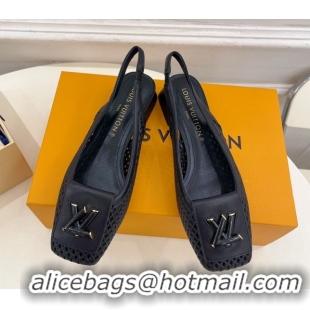 Sumptuous Louis Vuitton Shake Slingback Pumps 3cm in Perforated Calf Leather 1AD0BX Black