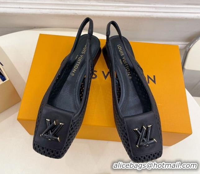 Sumptuous Louis Vuitton Shake Slingback Pumps 3cm in Perforated Calf Leather 1AD0BX Black