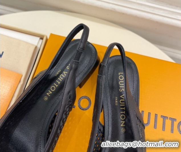 Sumptuous Louis Vuitton Shake Slingback Pumps 3cm in Perforated Calf Leather 1AD0BX Black