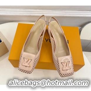 Unique Discount Louis Vuitton Shake Slingback Pumps 5.5cm in Patent Perforated Leather 1AD0BX Beige