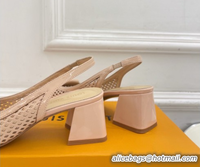 Unique Discount Louis Vuitton Shake Slingback Pumps 5.5cm in Patent Perforated Leather 1AD0BX Beige