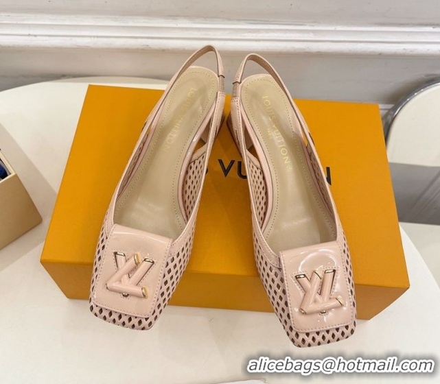 Unique Discount Louis Vuitton Shake Slingback Pumps 5.5cm in Patent Perforated Leather 1AD0BX Beige