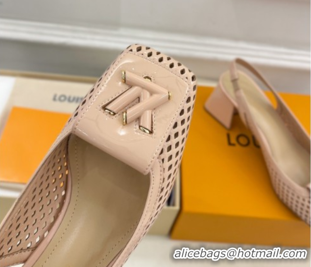 Unique Discount Louis Vuitton Shake Slingback Pumps 5.5cm in Patent Perforated Leather 1AD0BX Beige