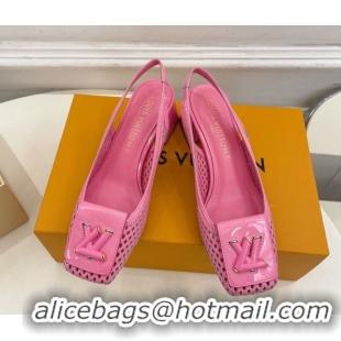 Duplicate Louis Vuitton Shake Slingback Pumps 5.5cm in Patent Perforated Leather 1AD0BX Pink 0829096