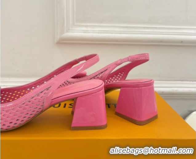 Duplicate Louis Vuitton Shake Slingback Pumps 5.5cm in Patent Perforated Leather 1AD0BX Pink 0829096