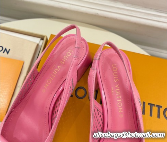 Duplicate Louis Vuitton Shake Slingback Pumps 5.5cm in Patent Perforated Leather 1AD0BX Pink 0829096